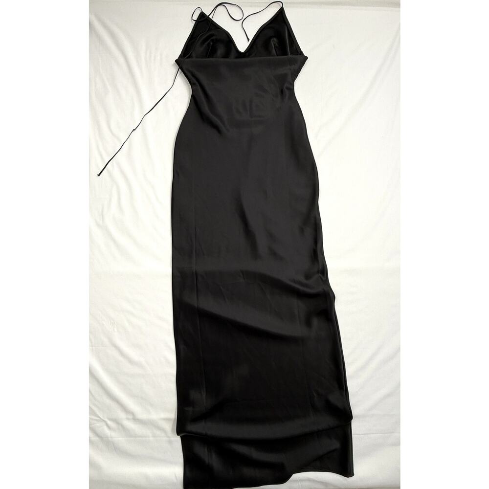 Mimii London Black satin halter maxi dress Sz XS back straps - Picture 6 of 10